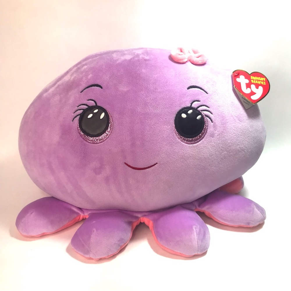 Ty Purple Plush Stuffed Animal Octavia Octopus Squishy Beanie 10"